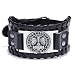 Produktbild Lederarmband Thors Hammer 2 Wölfe schwarz/silber Wikinger Männer Frauen Umfang 17.5-22,5 cm