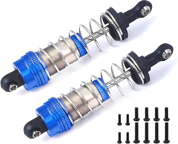 2PCS 72mm RC Oil Filled Shock Set for 1/12 1/14 1/16 Scale RC Cars, Front/Rear Shock Absorber Damper Assembled Set Upgrade Parts Compatible with WLtoys 144001, 124019, MJX 16208, HBX, SCY