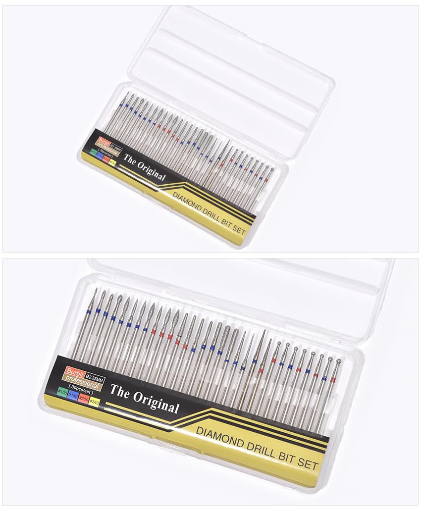 Set di 30 punte per trapano per unghie per pedicure e manicure, con punte per lucidatura per pelle morta e detergente per cuticole, per lima elettrica per unghie