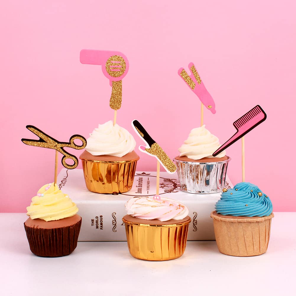 24 Stück Glitzer Cupcake-Topper Für Junggesellinnenabschied – Friseur-Motto, Brautparty, Geburtstag, Hochzeit