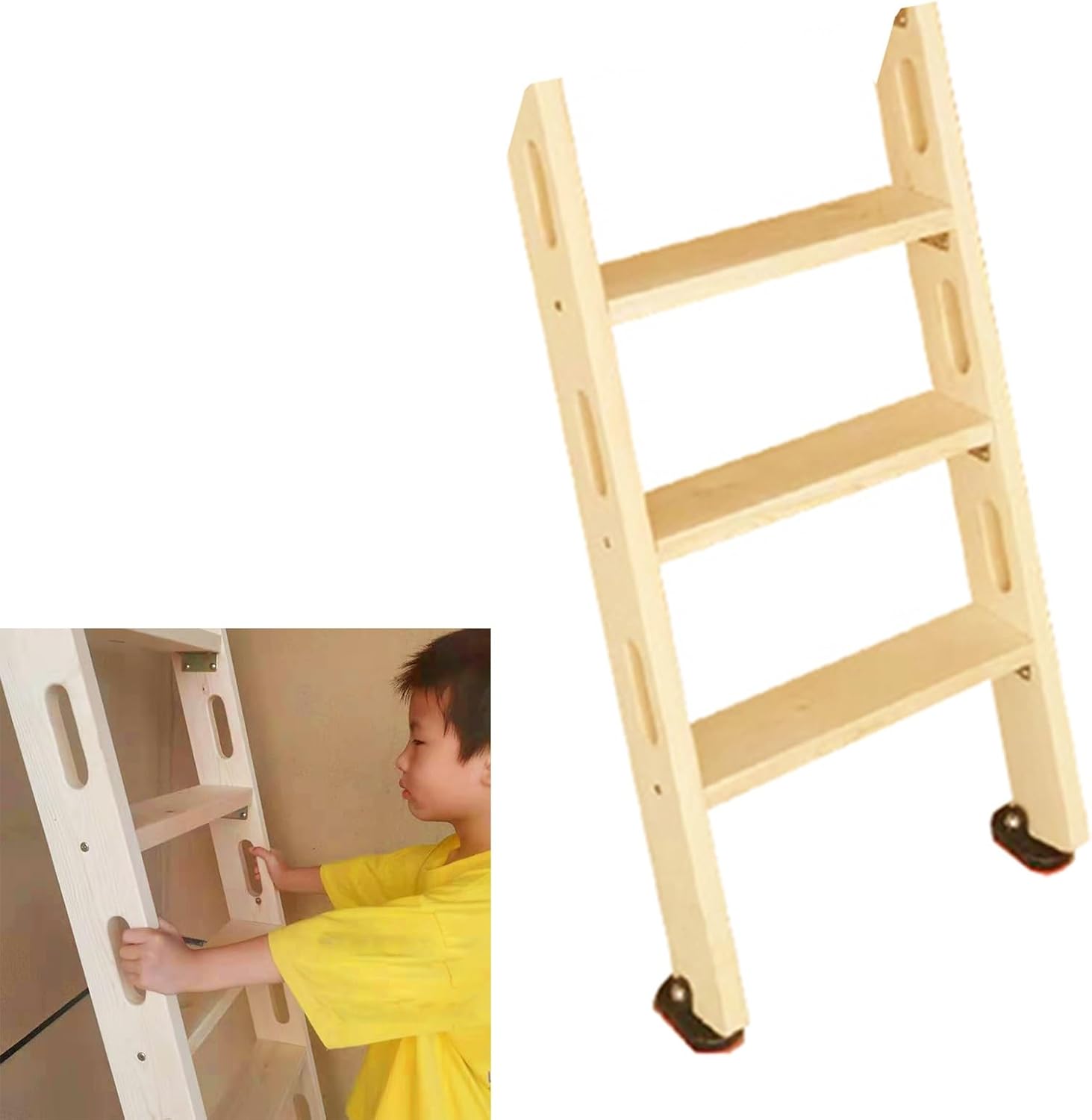 Bed Ladder Bunk Bed Ladders Wood with Handrail, Rv Campers Universal Replaceable Twin Bed Bunk Ladder, Heavy Duty Step Ladder for Home, Easy to Install (Size : 4 Step 12