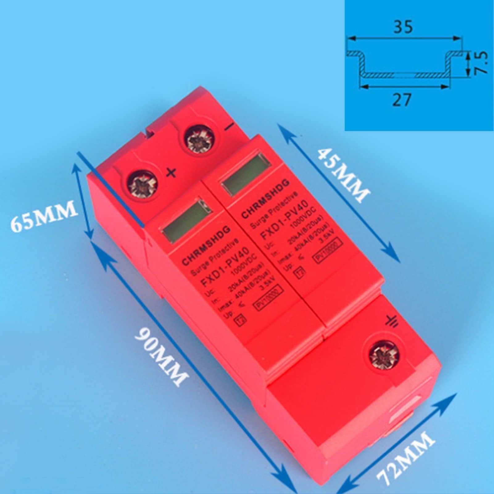 Agatige FXD1-PV40 Scaricatore Fotovoltaico 2P 40kA DC 500V Protezione Sovratensioni Ignifugo