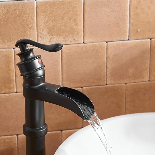 Miniatura 3 de Grifo de lavabo de recipiente negro mate con montaje de drenaje desplegable y manguera de suministro de orificio de un solo mango, sin plomo, grifo