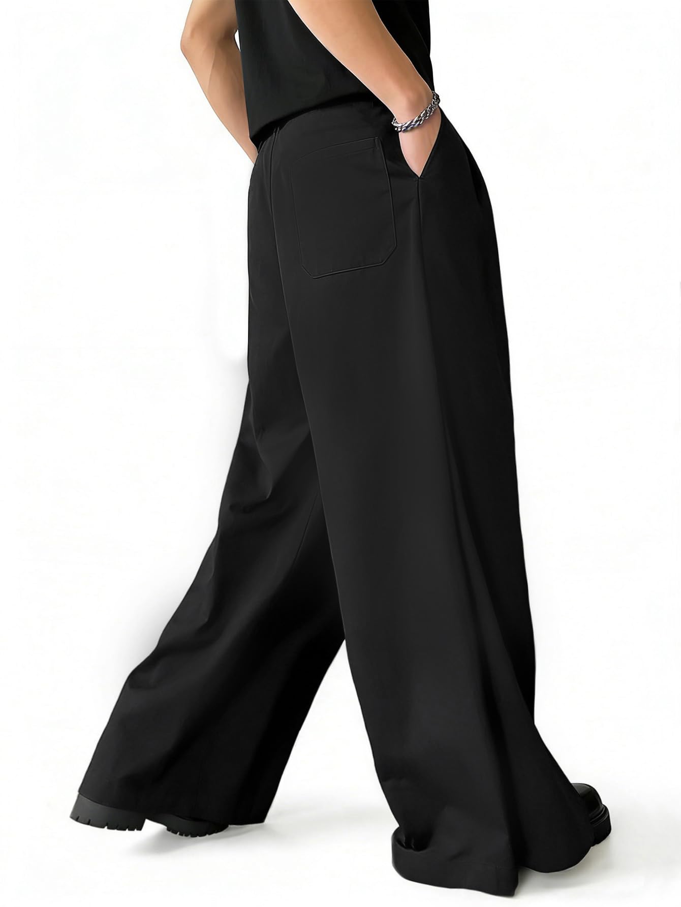 CLOAKA Pantaloni da uomo, alla moda, da lavoro, da uomo, moderni, chino, a gamba larga, per il tempo libero, con tasche