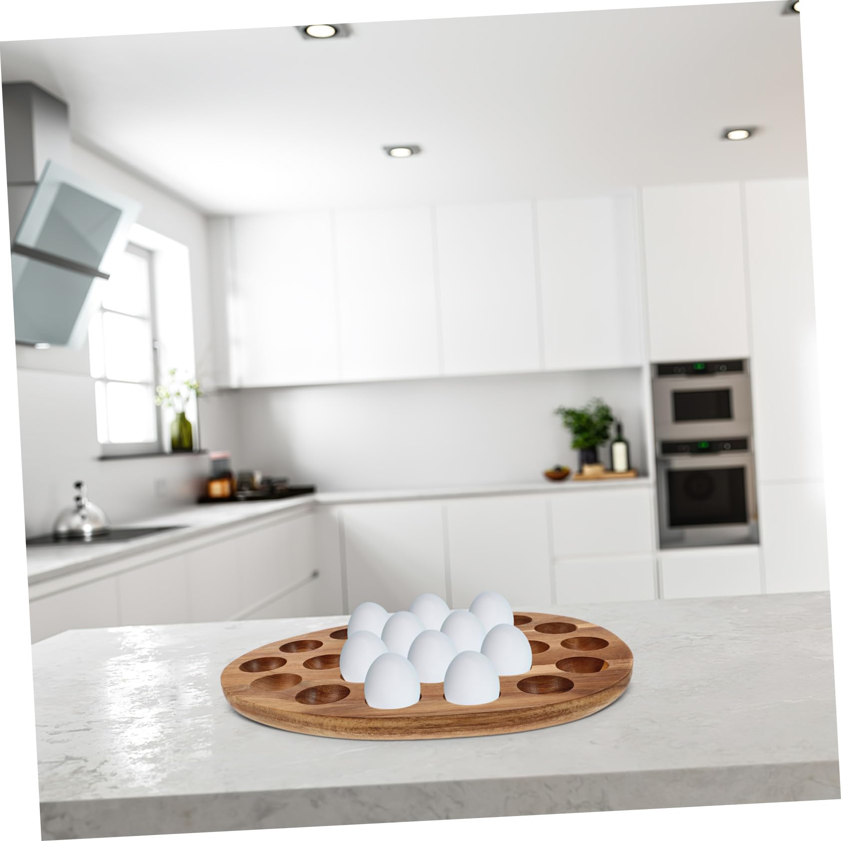 Bandeja de Huevos Fácil de Mantener Minimalista y Versátil de Madera para Almacenamiento en Encimera o Refrigerador para Uso Familiar
