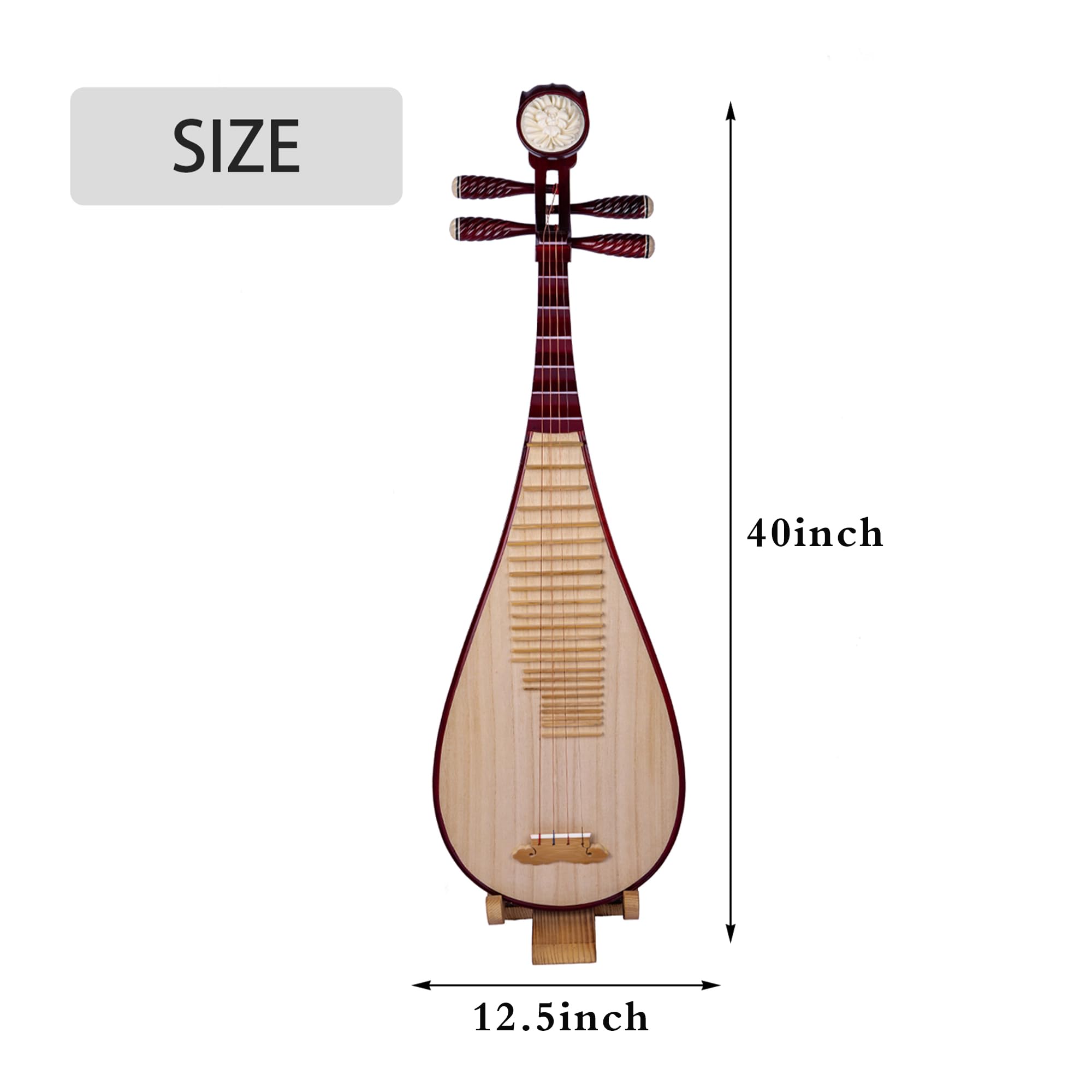 MUYIYANG Selected Hardwood Chinese Lute Pipa Instrument, Set for Beginner,Chinese National Traditional Stringed Instrument - Image 7