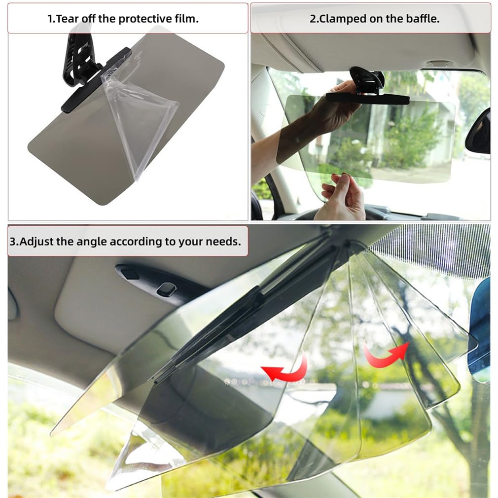 Car Sun Visor with Polarized Glare Protection, Anti-Glare Adjustable Car Visor Extender, Universal Visor Extender Attachment, Clearer Vision for Front Seat Driver Or Passenger (2PCS)