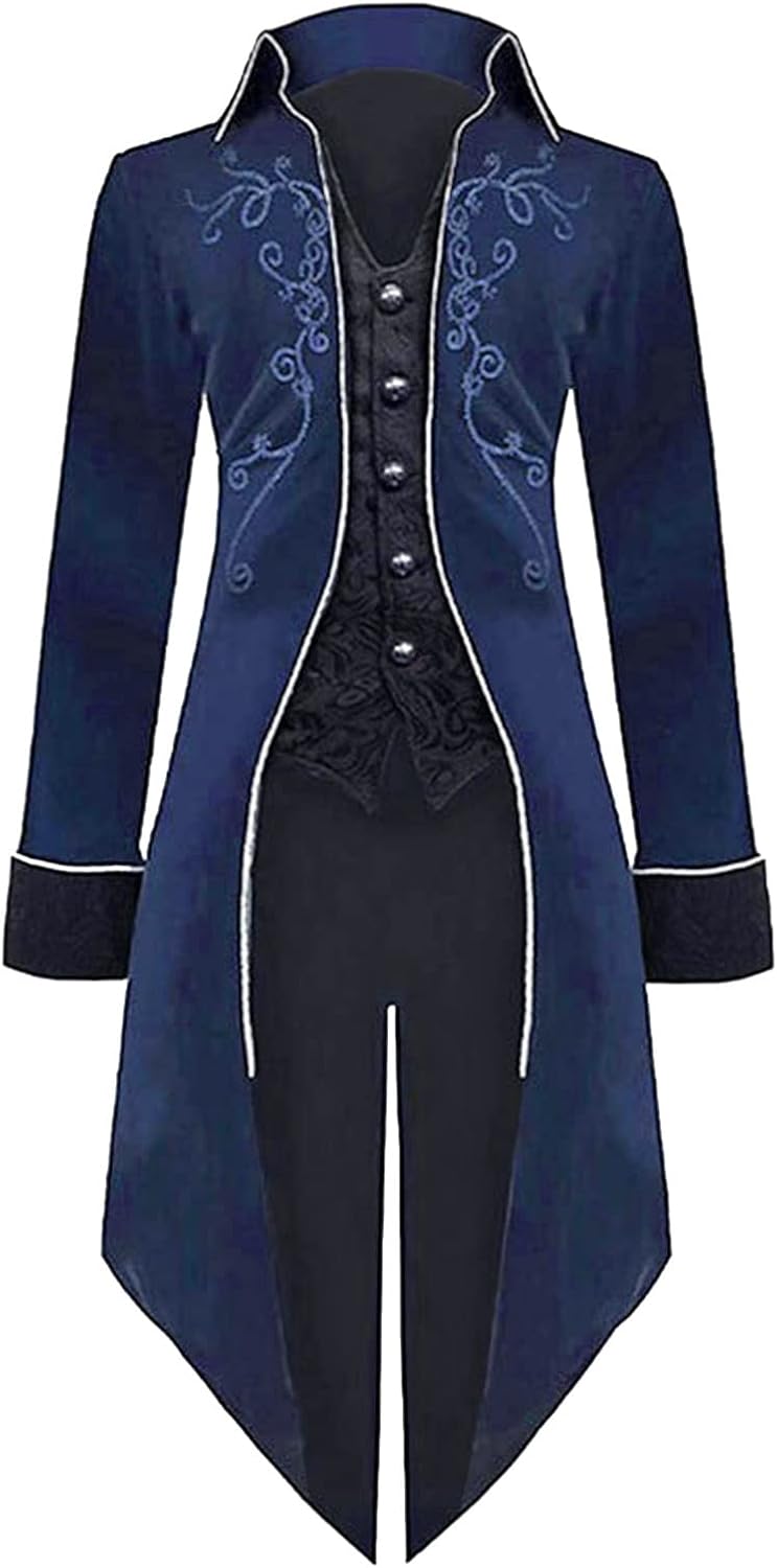 Pirate Coat Men's Steampunk Vintage Tailcoat Jacket Gothic Victorian Frock Coat Uniform Halloween Costume : Clothing, Shoes & Jewelry