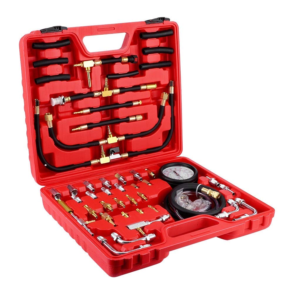 Kraftstoffdruckmesser TU-443 0-140 PSI (0-10 bar) Doppelskala kompatibel mit OBD2-Fahrzeugen Komplettset