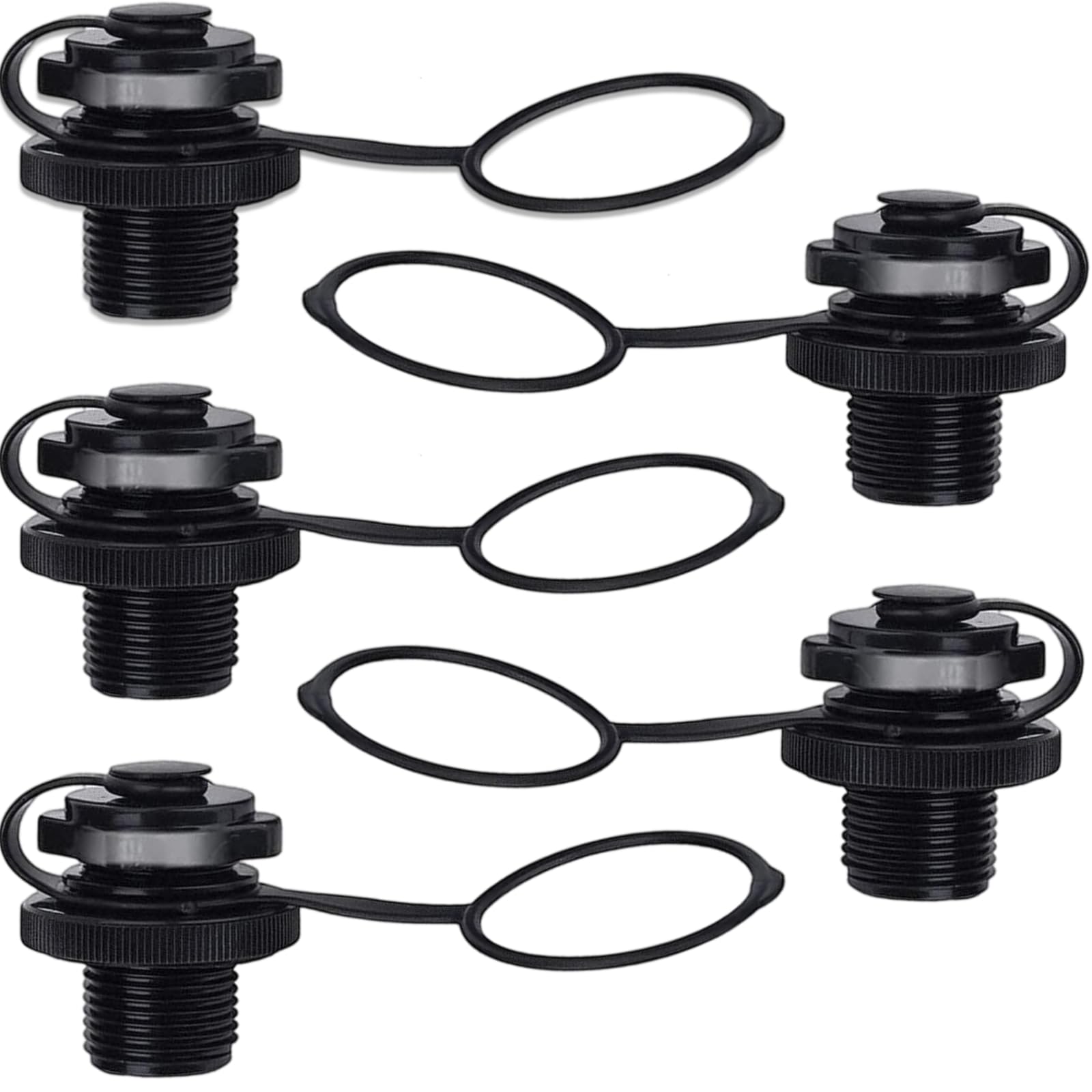 Inflatable Kayaks Boat Plug 5PCS,20MM Threaded Diameter Inflatable Boats Kayak Replacement Parts for Intex Boat Intex Inflatable Boat Accessories for Intex River Run Kayak Plugs for Sit on Top (Black)