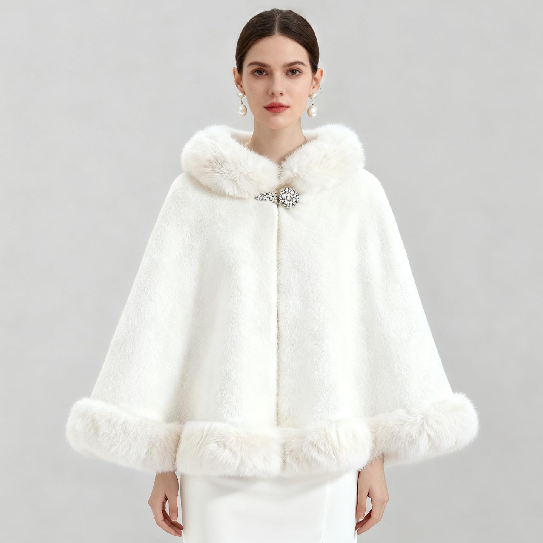 Chale Femme Cape En Maille Cardigan Vintage Pour Femme Poncho Châle Élégant En Fausse Fourrure Veste D'Hiver Grande Taille Étole Pour La Mariée Et Les Demoiselles D'Honneur Boléro