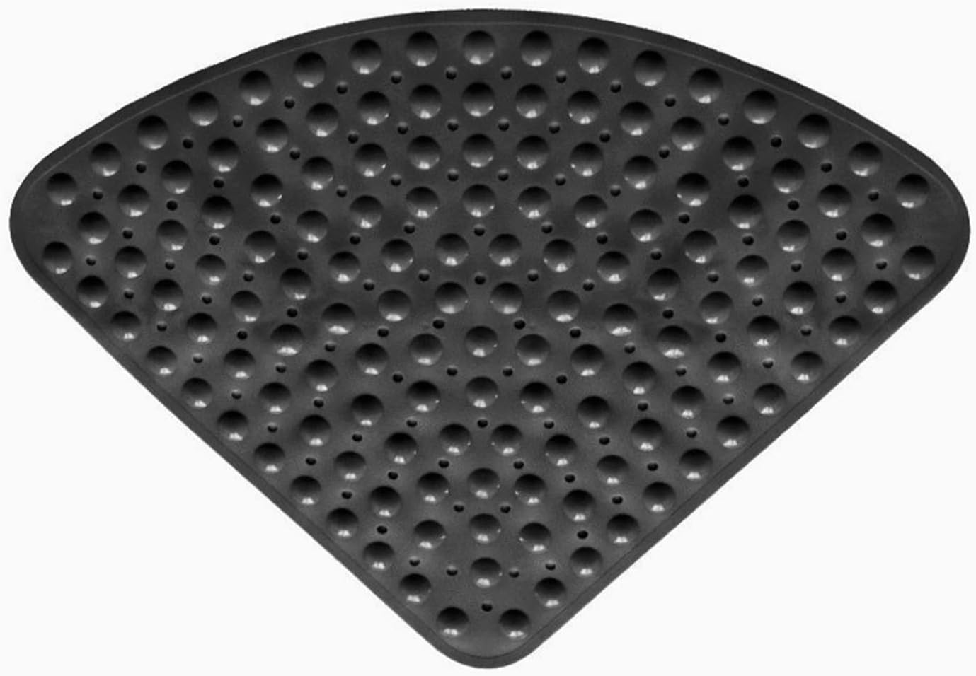 PVC Corner Bath Mat with Suction Cups Drain Holes 21x21in for Shower Bathtub(Beige)