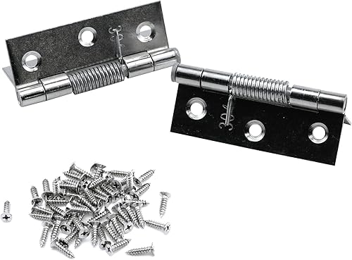 Miniatura 10 de MY MIRONEY Paquete de 10 bisagras de resorte de cierre automático de 1.5 pulgadas, bisagras de resorte con tornillos, accesorios de bricolaje para