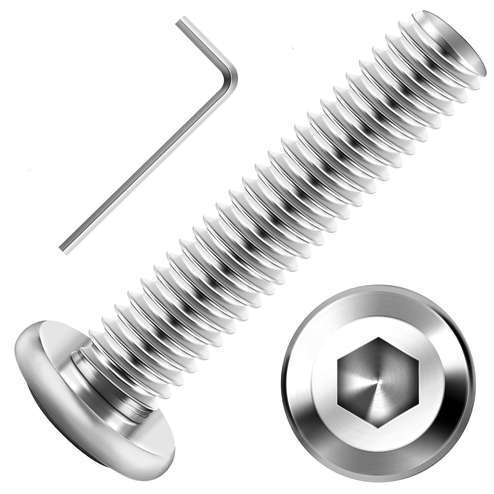 Valorada 20Pcs M4 Bolts, M4 x 25mm Flat Head Hex Socket Screws, 304 Stainless Steel Furniture Bolts