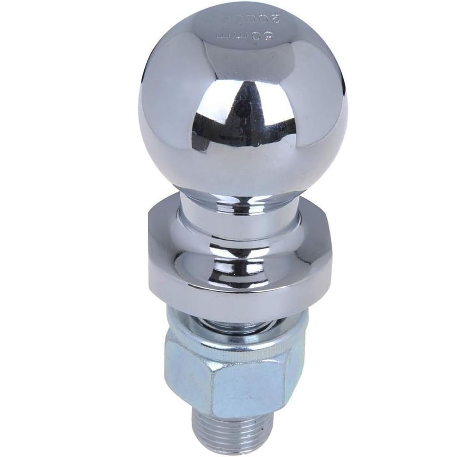 50 mm Anhängerkupplungskugel – 2 t Tragfähigkeit, gerader Kugelkopfbolzen, Ø50 mm Ackerschiene, M22 x 55 mm, Chrom