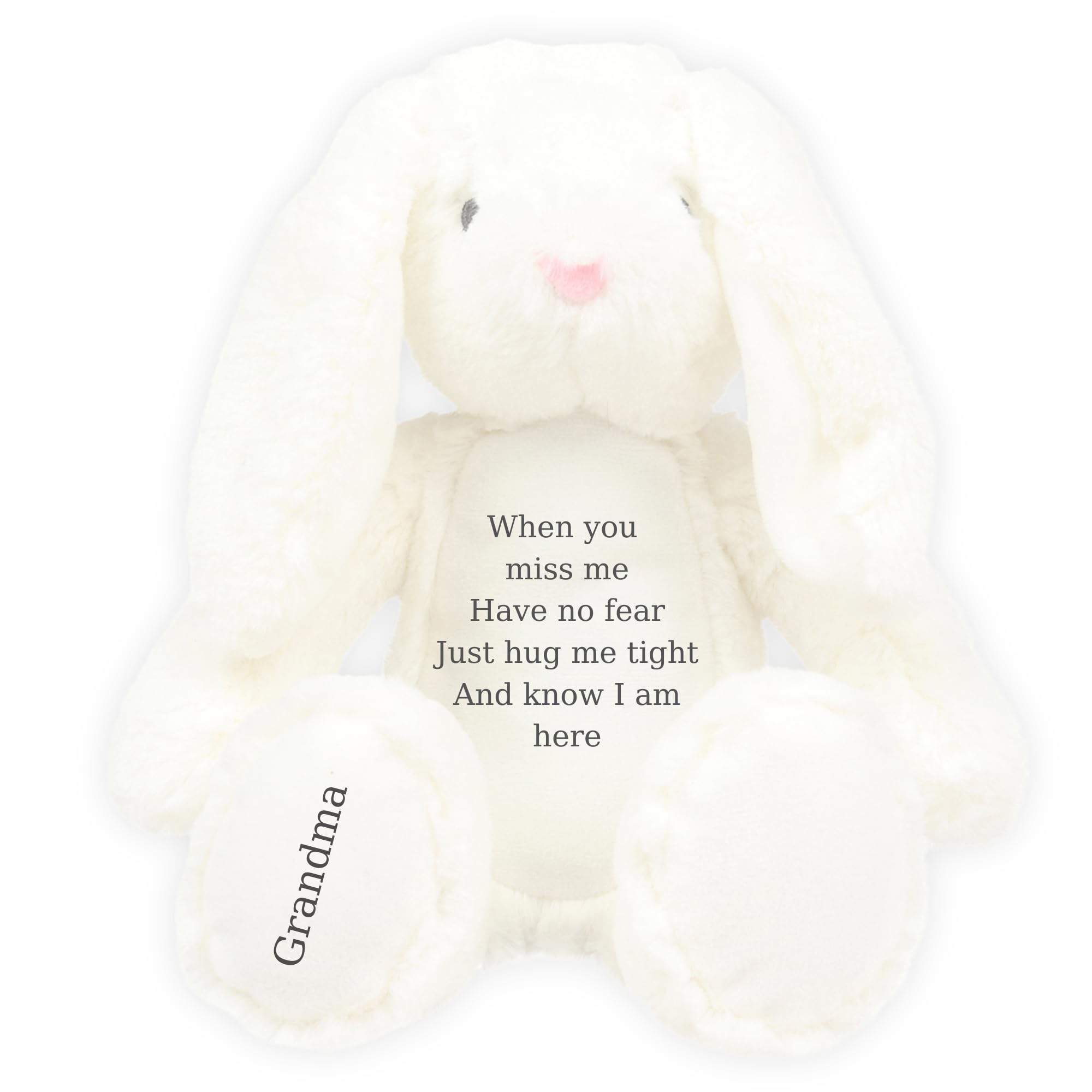 HotScamp Personalised Memorial Bear In Loving Memory When you Miss me - Cuddly Toy Soft Toy Comforter Grieving Special keepsake from a loved one - White Bunny โ image 1