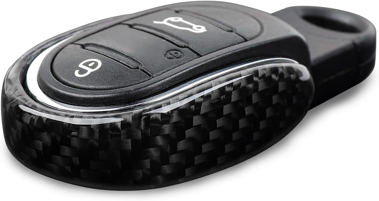 Genuine Carbon Fiber Key Fob Cover Shell Metal U-Shaped Key Case for Mini Cooper 3rd Gen F54 F55 F56 F57 F60 2014-2023