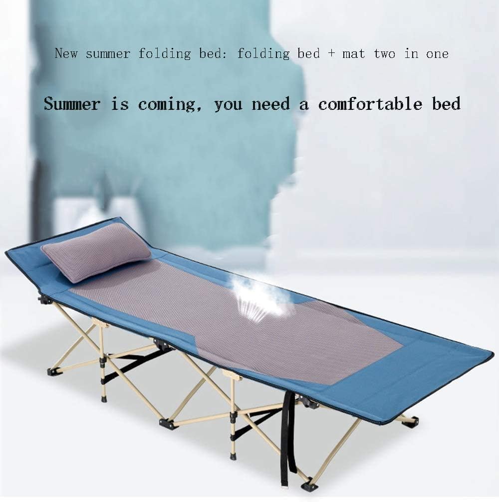 Portable Folding Camp Cots Suthing Lounger Bed with Carry Bag Convenient for Indoor Outdoor Use(190cmx70cm) (B)