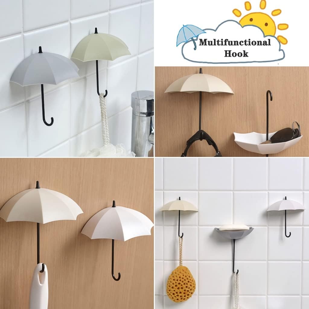 Wall Hook，Door Hook, Wall Hooks Umbrella Shape Sticky Hooks, Creative Cute Wall Hanging Key Hook, Scandinavian Style Bathroom Shelf, Multipurpose Kitchen Hook, Load Bearing 0.5kg(A*1 Set)