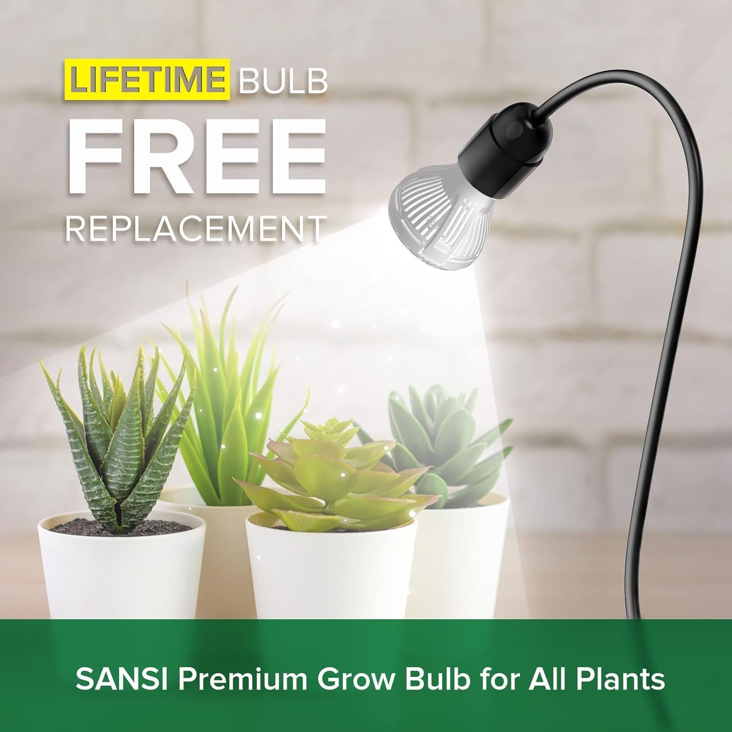 SANSI LED Grow Lights for Indoor Plants, Lifetime Free Bulb Replacement 150W Full Spectrum Gooseneck Clip Plant Light with Optical Lens for High PPFD Growing Power, Grow Lamp - Image 4