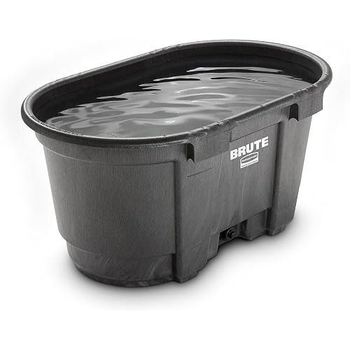 Rubbermaid Commercial Products Stock Tank 100-Gallons Structural Foam Heavy Duty Container for Livestock/Animal/Cattle Feed & Water Outdoor Homemade Pool/Hot Tub/Bathtub & Pet Cleaning/Dog Wash