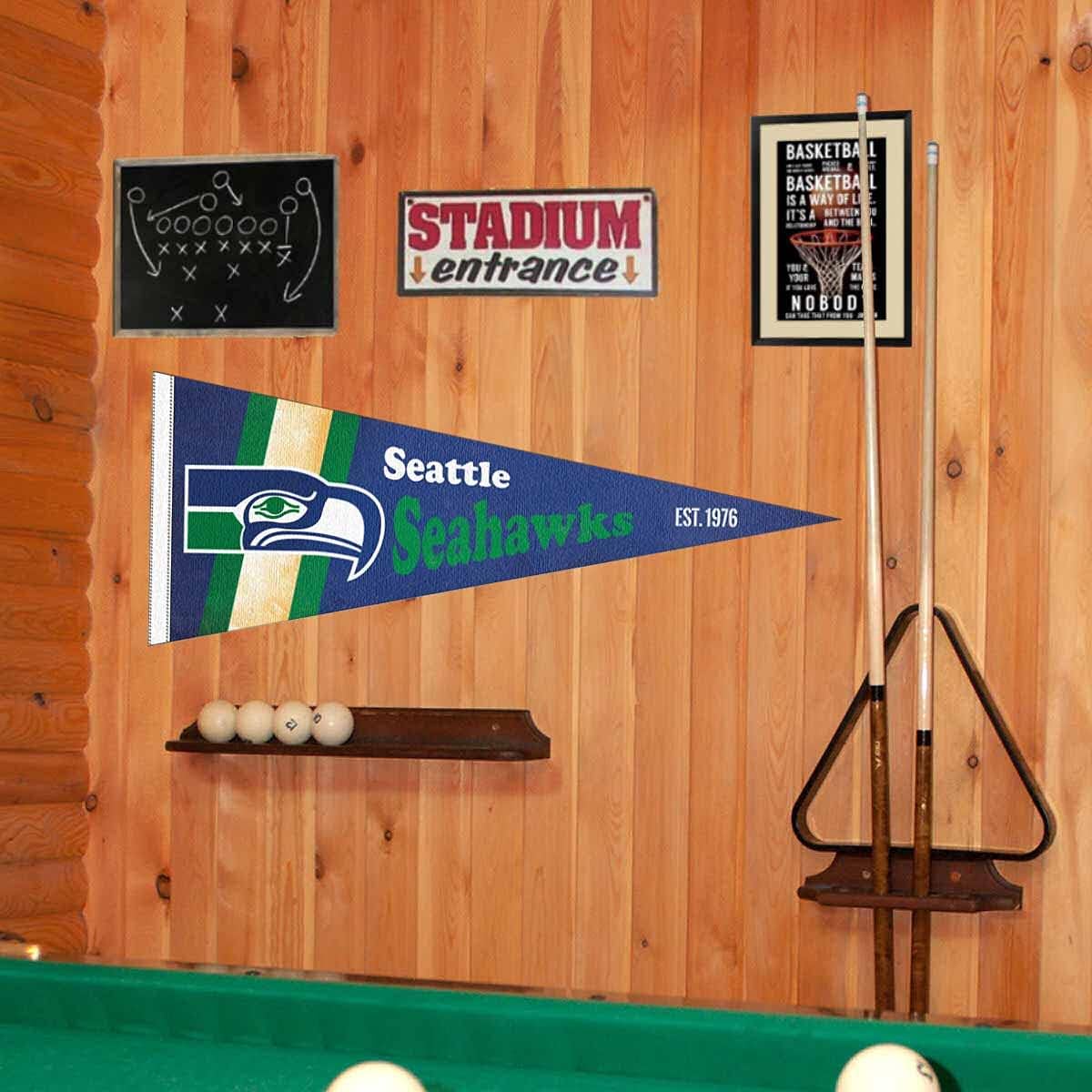 Seattle Seahawks Throwback Vintage Retro Pennant Flag