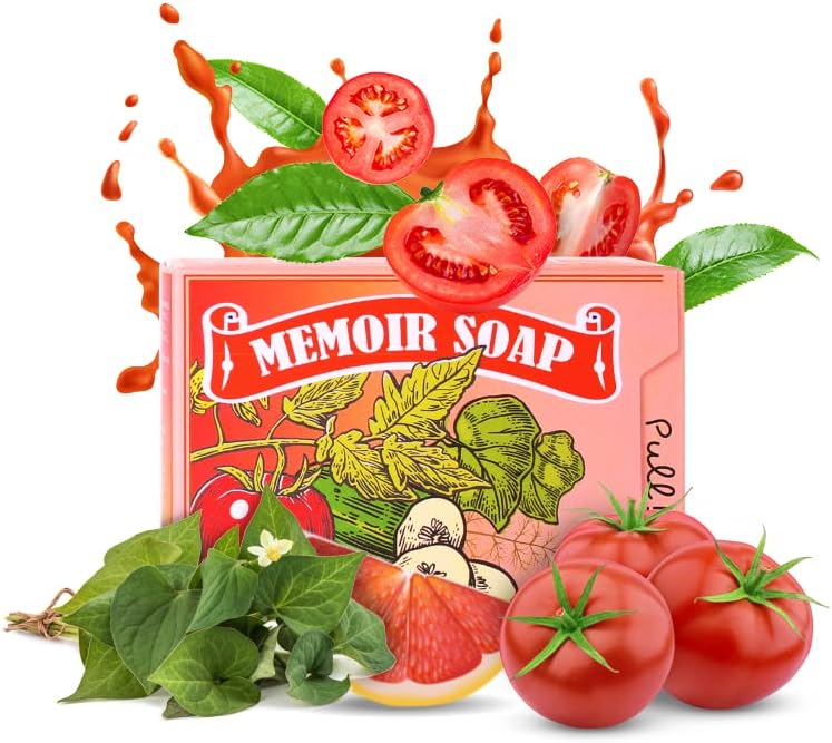 Memoir Natural Acne Treatment Soap for Sensitive Skin – Hyaluronic Acid, Tomato & Cucumber Extract, Tea Tree & Eucalyptus Oil | Gentle Body & Face Acne Cleanser, Blackhead Removal | 4.5oz | K-Beauty