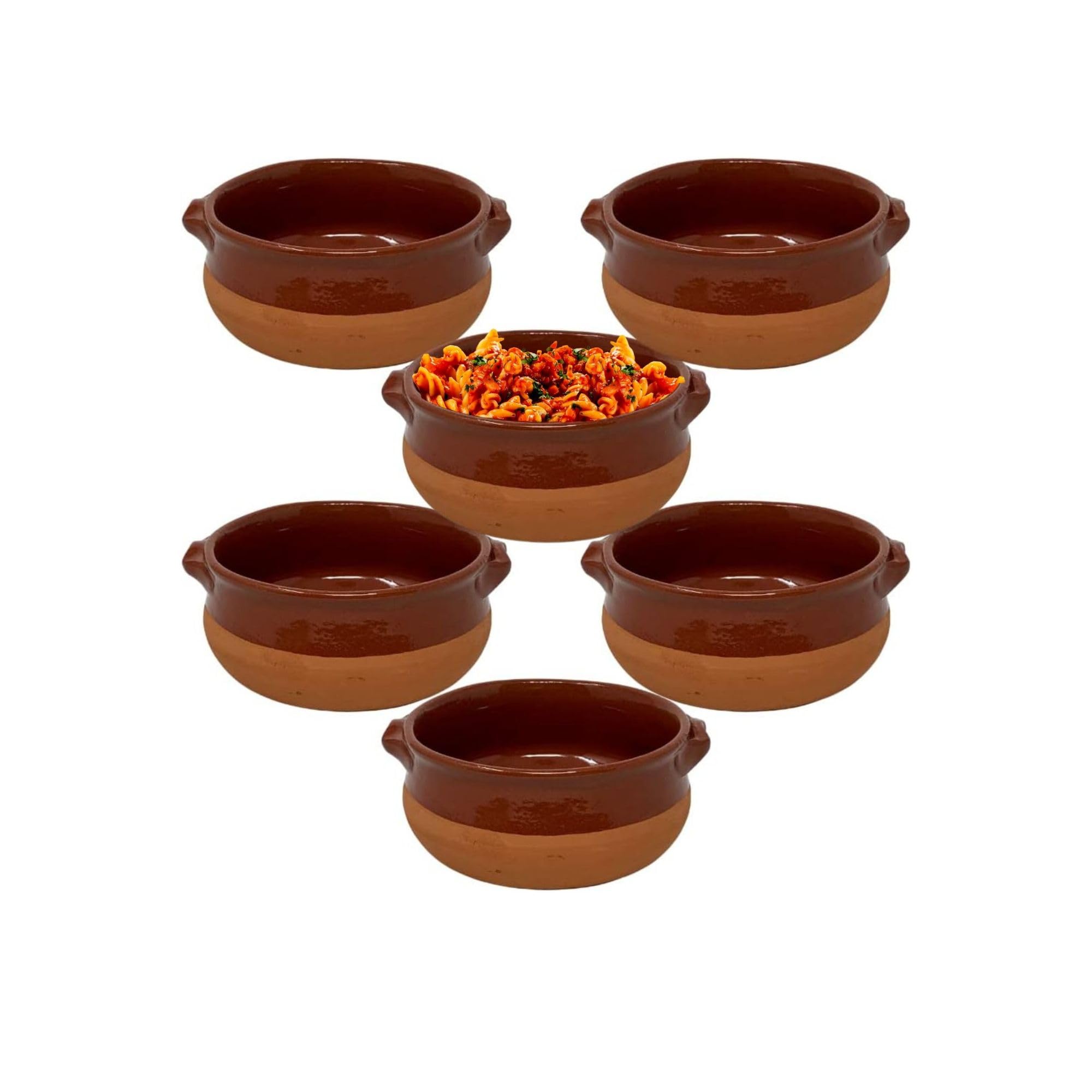 NAMAI - Set da 6 Tegami Terracotta in Terra Rossa, 14 CM Diametro x 5,5 CM Altezza, Adatti in Forno e Gas, Prodotto Artigianale, Made In Italy