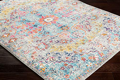 Livabliss Area Rugs - 7x9 Odelia Vintage Boho Beige Mustard Gray Area Rug for Living Room Bedroom - Floral Medallion Stain Resistant Carpet for Kitchen, Nursery, Office (6'7" x 9') - Image 2