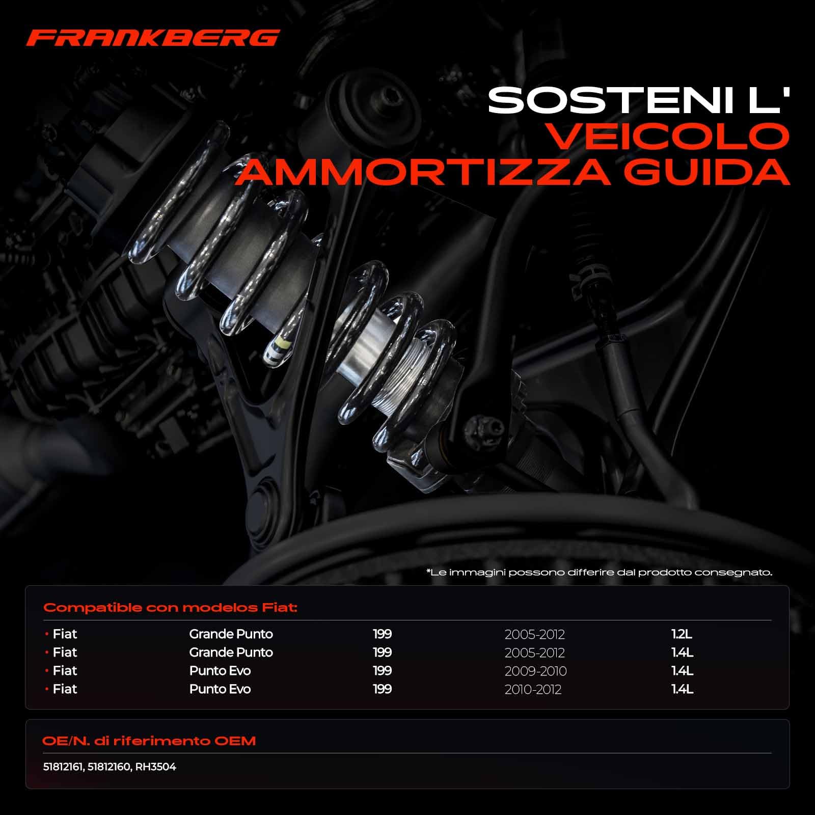 Frankberg 2x Molle autotelaio Molle sospensioni Compatibile con Grande Punto 199 Punto Evo 199 Replace# 51812160,RH3504