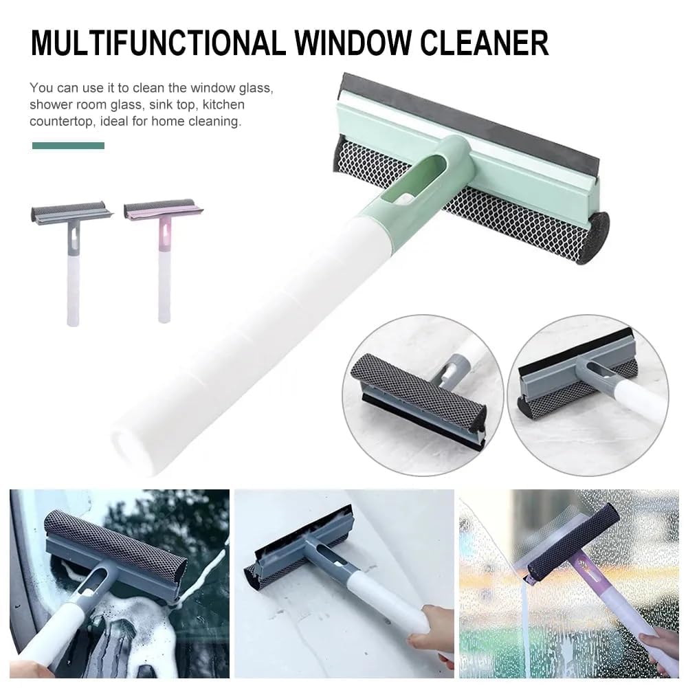 Ncry 3 in 1 window cleaner Water Spray Cleaning Brush Brush with Wiper Scraper Bottle Glass Clean Squeegee Spray Scrape Wipe 2