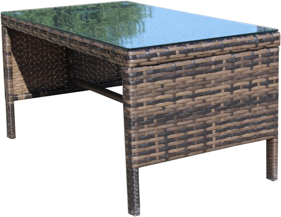 Outdoor Patio Furniture 1 Coffee Table with Clear Tempered Glass