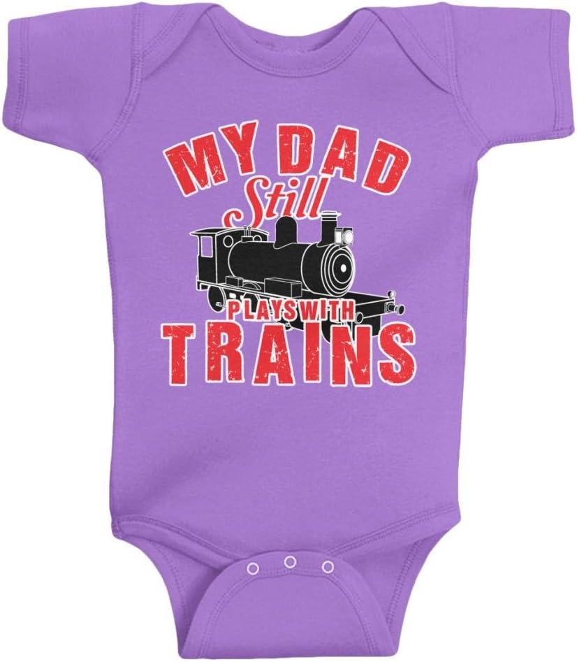 Threadrock Unisex Baby My Dad Still Plays with Trains Bodysuit