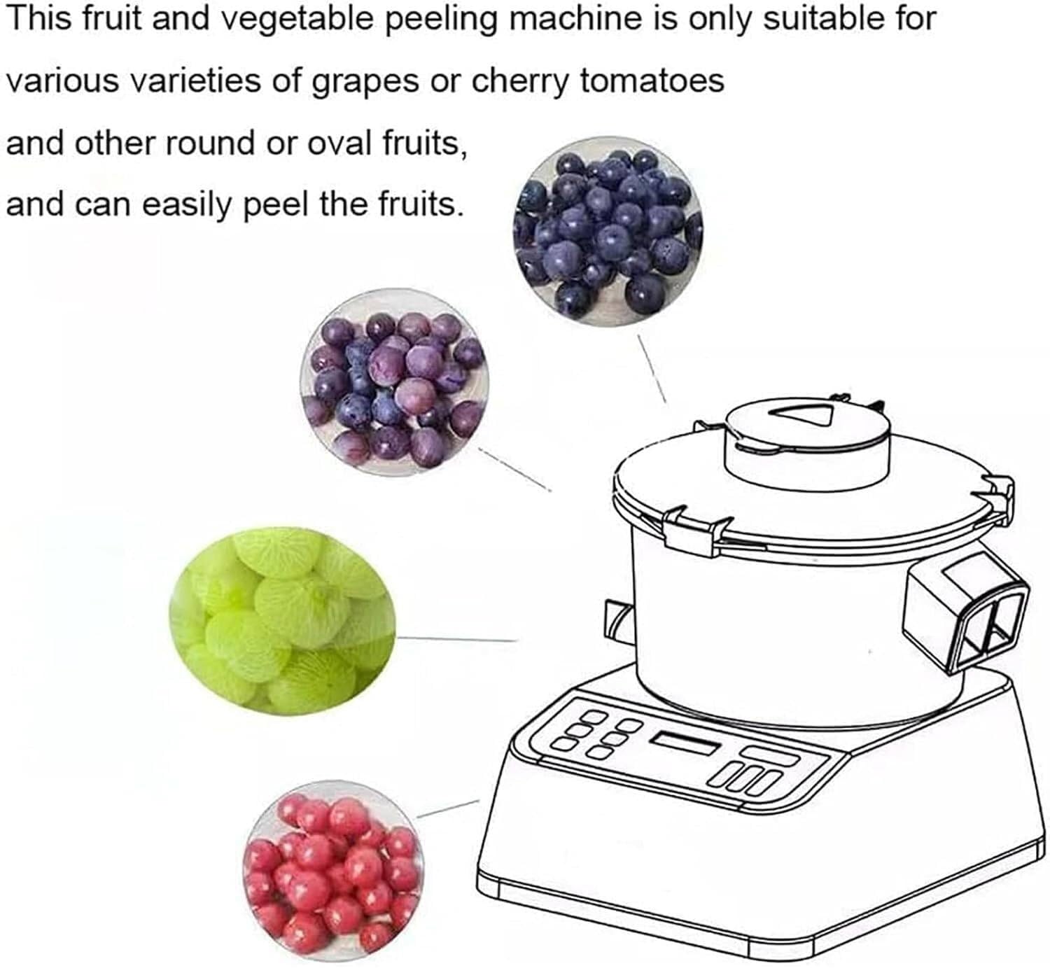 Pelador eléctrico de frutas y verduras, máquina automática giratoria para uvas, tomates cherry, cocina y uso doméstico