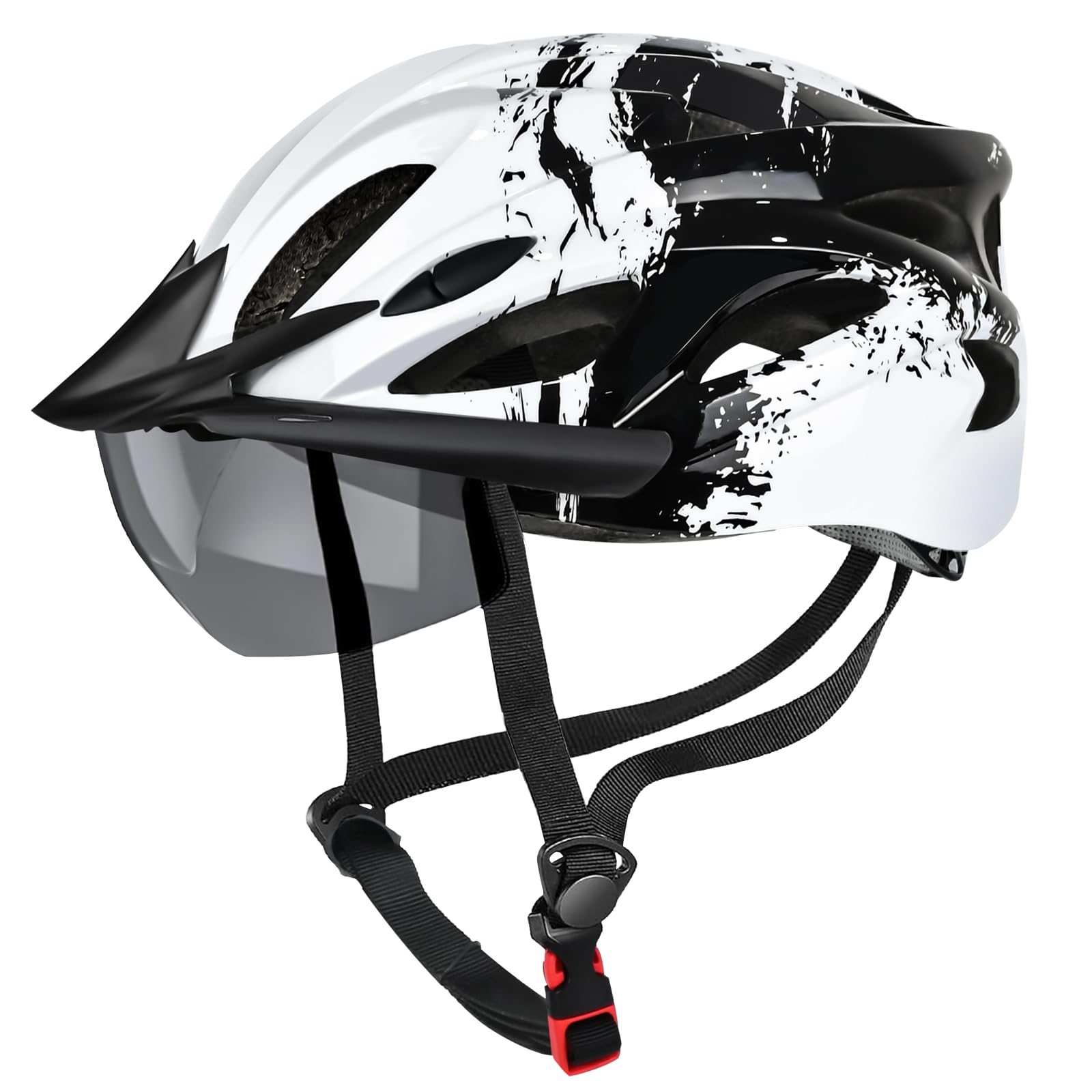 Joellfuner Fahrradhelm Erwachsene, Fahrradhelme Helme Damen Herren mit Abnehmbarer Magnetische Schutzbrille, Multisport Helmet, Verstellbar Rennradhelm, MTB Helm, für Mountainbike, Roller, 57-62cm Sport & Freizeit