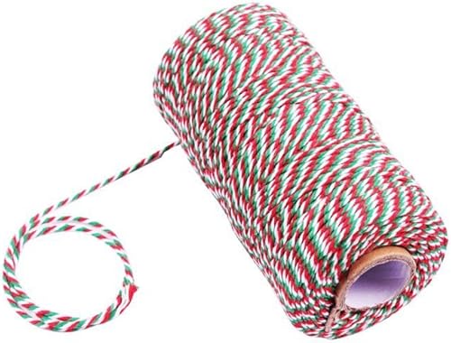 Vista 28 de Guita de regalo roja y blanca cuerda de vacaciones 328 pies de algodón panaderos cordel de artesanía de Navidad cuerda de embalaje duradera Rojo