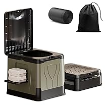 auvstar WC Portatile 30L,Pieghevole Water Portatile Adulti,WC da Campeggio con Fazzoletti e Portacellulare,WC Portatile Adulti con 12 Sacchetto per Rifiuti per Camper, Escursionismo & Emergenze