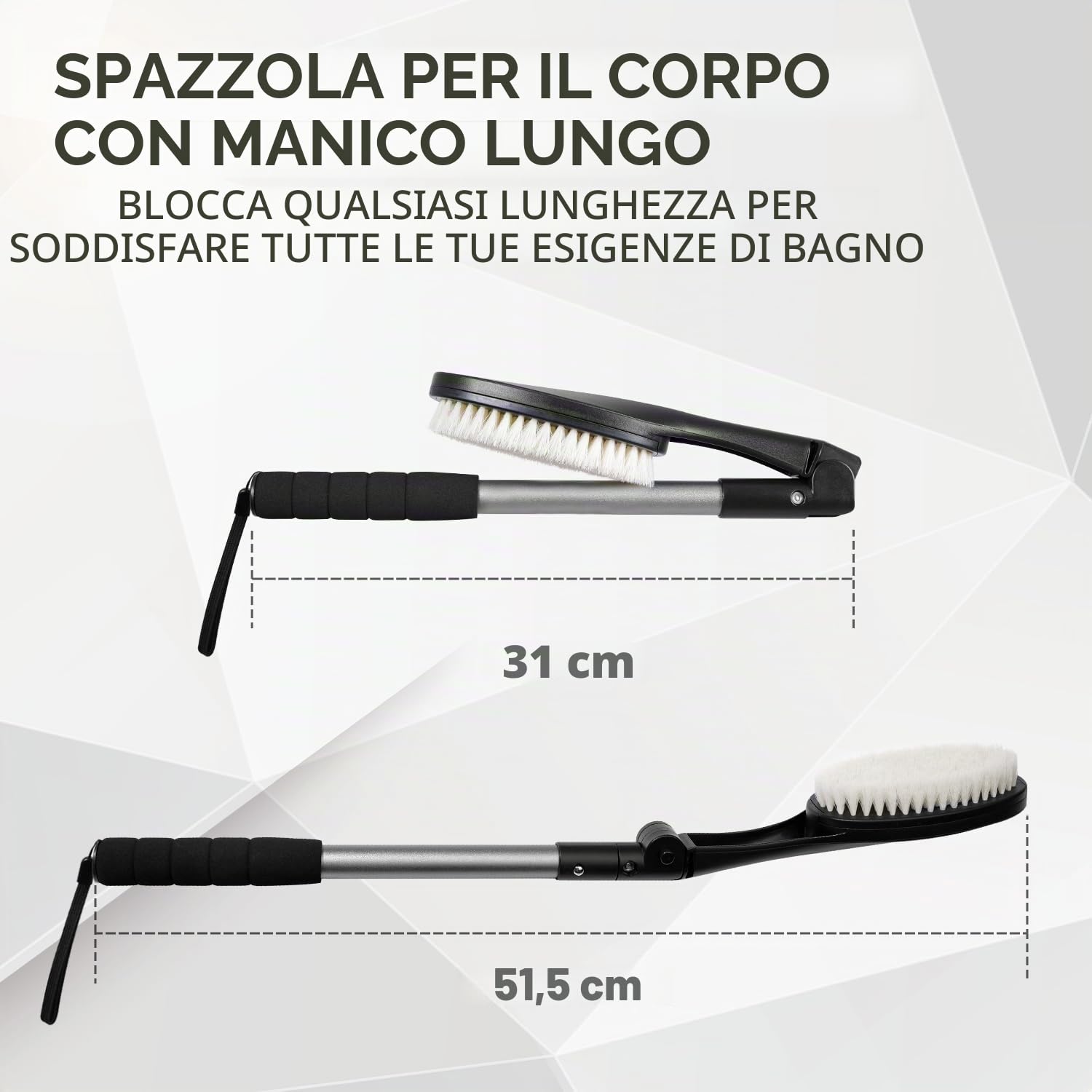 Set di 3 spazzole per la schiena con applicatore, applicatore lozione per il corpo, spazzola da bagno con manico lungo, spazzola per la doccia, spazzola per la crema per la schiena