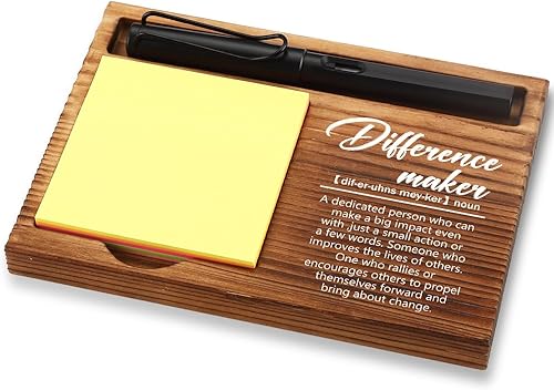 FOUGSTA XXN6 - Regalo de agradecimiento para mujer, decoración inspiradora de oficina con bloc de notas de madera, soporte para bolígrafo y citas, disponible en Yaxa Colombia