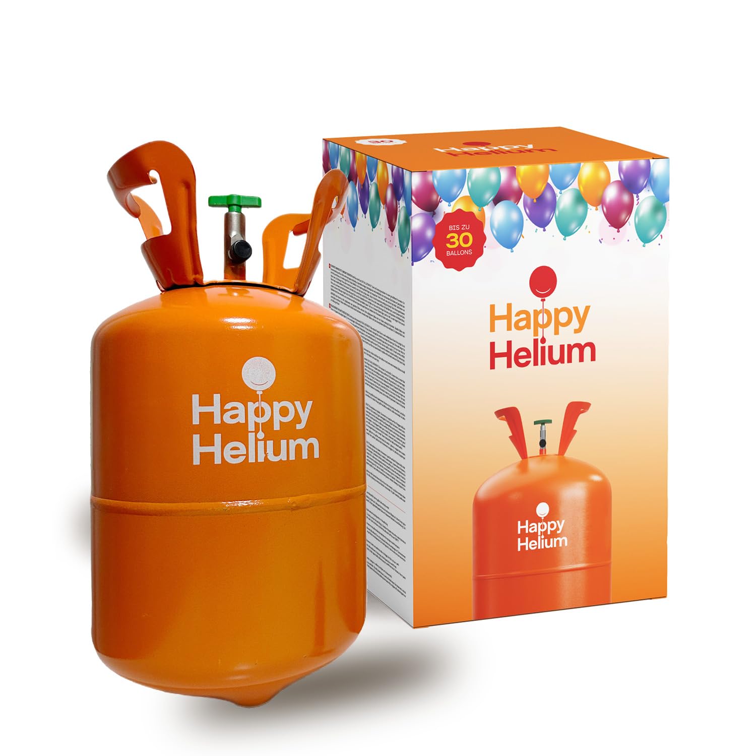 Happy Helium® Ballongas Helium für bis zu 30 Luftballons | Heliumgas mit Füllventil - Balloon Gas 200 Liter (0,2m³) für Geburtstag, Hochzeit, Party