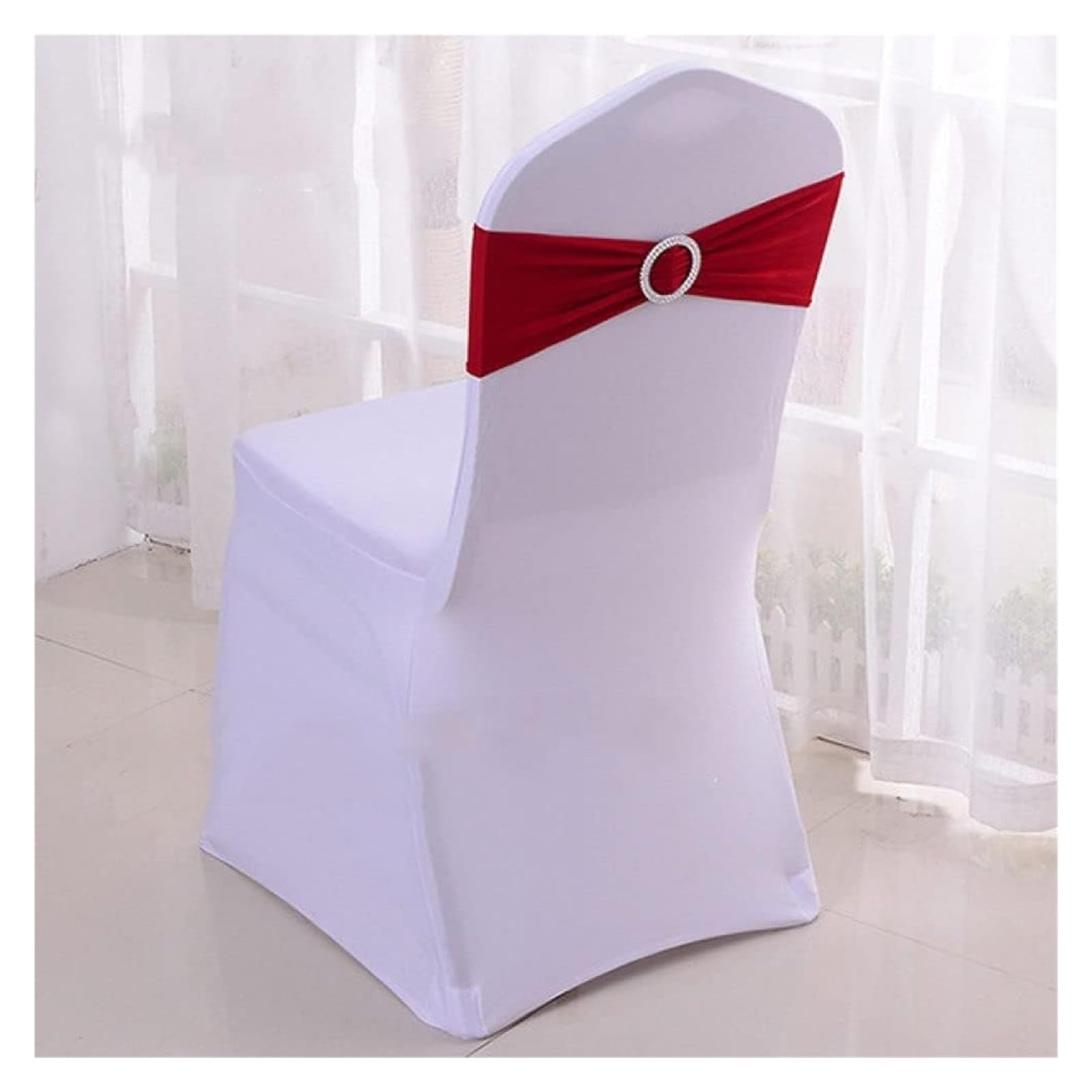 RZQVHBKXWGT chair sashes,50Pcs Elastic Spandex Chair Bands With Buckle Solider Stretch Bow Sashes Wedding Knot Banquet Christmas,red,China (Color : Wit, Size China)(Wine Red)