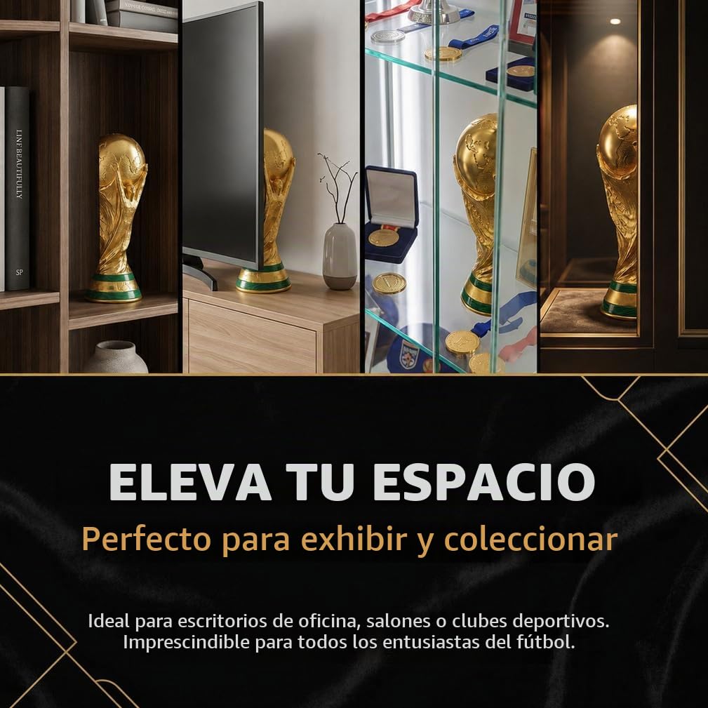 Réplica Trofeo Copa del Mundo de Fútbol, Copa de Campeón de Resina para Aficionados, Recuerdo de Fútbol, Regalo Decorativo para Oficina, Bar, Fiesta,27cm