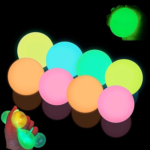 Miniatura 1 de 12 bolas brillantes adhesivas para pared, bolas de alivio del estrés, bolas de techo adhesivas que brillan en la oscuridad, juguete de descompresión