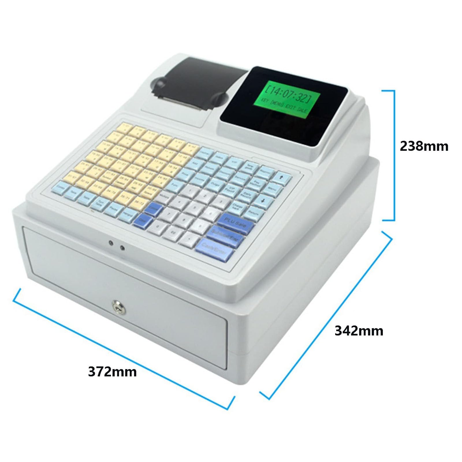 Registratore di Cassa elettronico, Macchina per la Gestione di assegni di Denaro con 81 Tasti e Display LCD, Sistema di Gestione della Cassa Registratore di Cassa con Stampante Termica