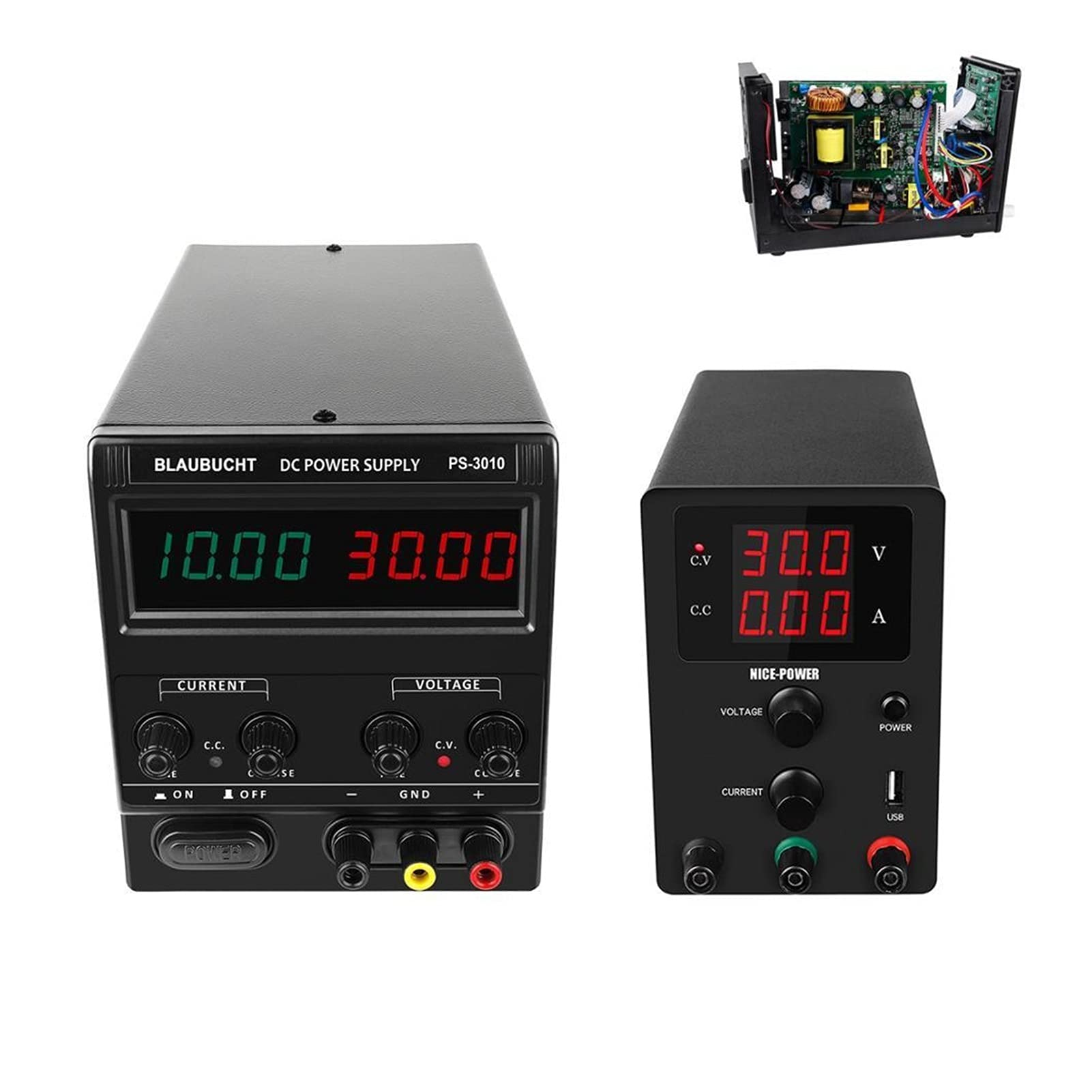 Alimentation Laboratoire, Dc Alimentation de commutation de laboratoire 0F réglable 3 0V 10A 48V 36V 24V 12V 120-V 3A 5A Stabilisateur de régulateur de tension(3 Digits 30V 10A)