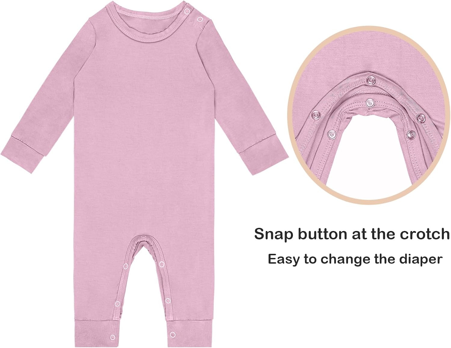 GUISBY Rayon Baby Pajamas, Long Sleeve with Snap Closure Pajamas Sleepers