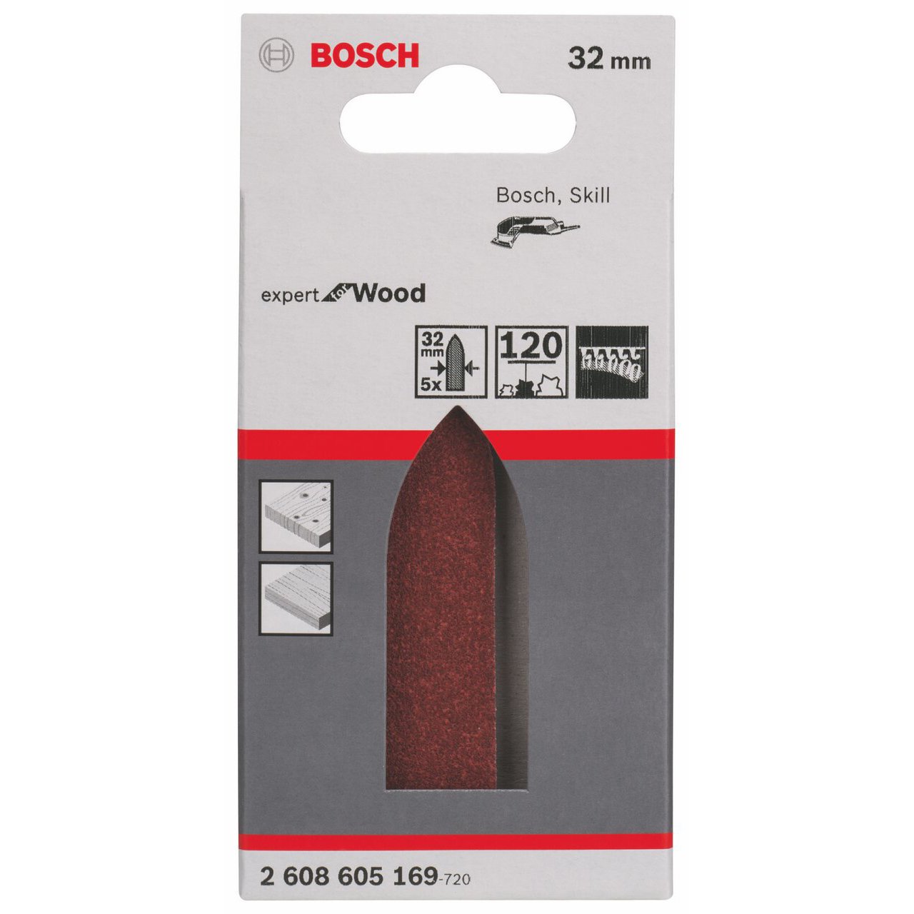 Abrasif Triangle Bosch 32mm Grain 120 - Lot De 5 Pour Ponceuses Triangulaires
