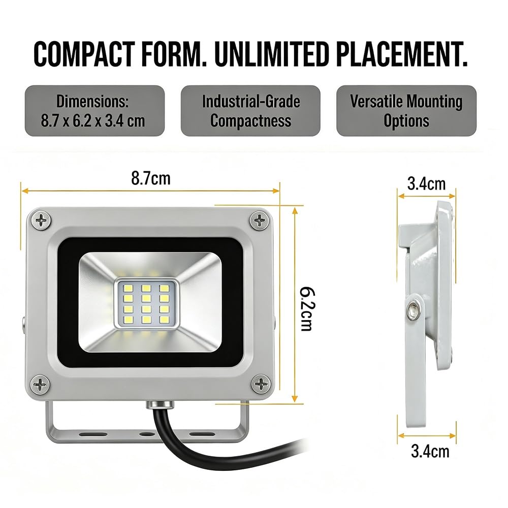10W IP65 Impermeable Luz Exterior Fachada Casa for Jardín | DC 12-24V 6500K 1000Lm, 87x62x34mm, 120°, for Autocaravana Jardín Solar Aislada(9 Pack)