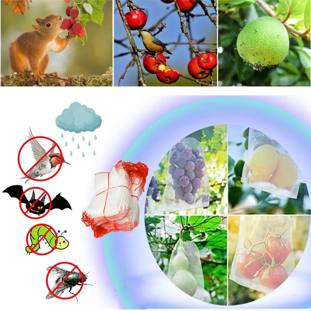 50 sztuk worków ochronnych na owoce, ze ściągaczem, worek ochronny na owoce, siatka na komary, worek ochronny do ogrodu, na rośliny, Fruit Protection Bag (wymiary: 35 x 55 cm)