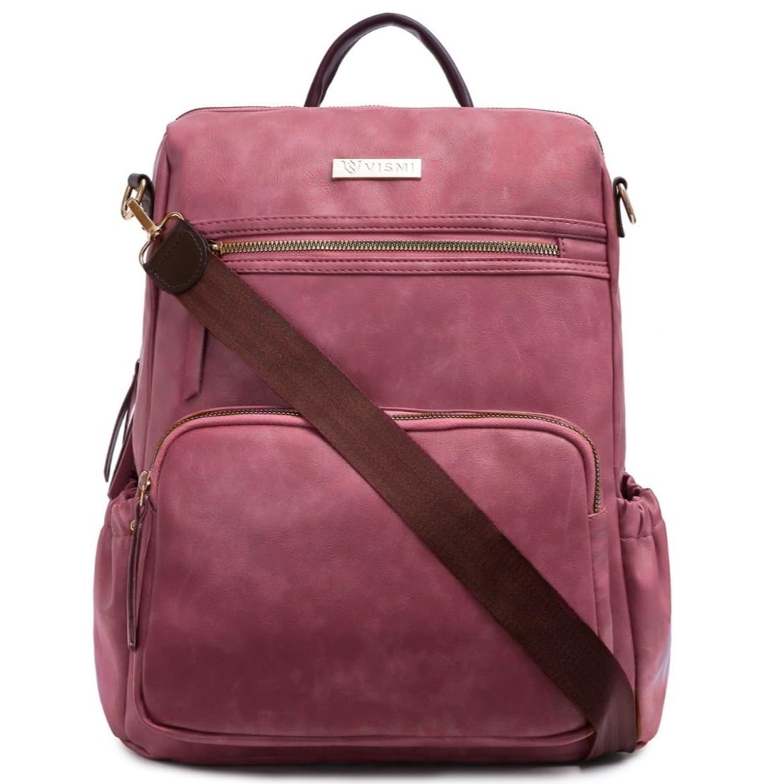 VISMIINTREND Backpack for Woman/Teens Girl, Leather, Stylish, Handbag, Purse,Ladies,Office,Travel,College,Daily-Use,14-inch Laptop Bag, Elegant, Gifts for Women/Girls, Birthday Gift for Wife/Sister